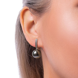 СПет04 (жмк.черн) Серьги (Au 585)