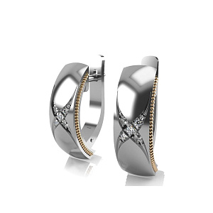 JK-с32-10ф/жб Серьги (Au 585)